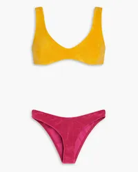 Zimmermann Two-tone cotton-blend terry bikini - Yellow Yellow