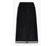 Fringed embellished cloqué midi skirt - Black