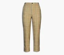 Prince of Wales checked woven tapered pants - Yellow
