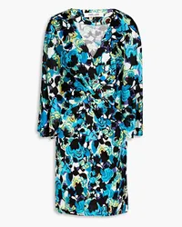 Diane von Furstenberg Emmaline twist-front printed jersey mini dress - Blue Blue