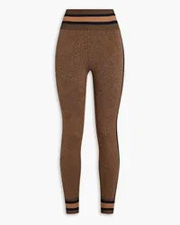 The Upside Perforated striped stretch leggings - Brown Brown