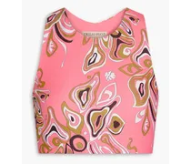 Cropped printed stretch-jersey top - Pink