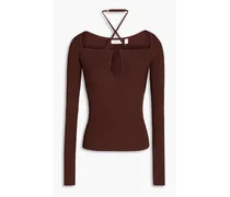 A C. - Annabelle cutout ribbed-knit top - Brown