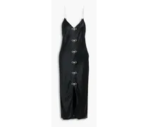Cerula embellished silk-charmeuse midi slip dress - Black