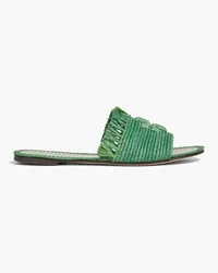 Tory Burch Eleanor raffia slides - Green Green