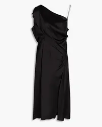 Versace Draped silk-satin midi dress - Black Black