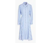 Striped cotton-poplin midi shirt dress - Blue