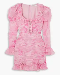 Alessandra Rich Embellished tie-dyed silk-georgette mini dress - Pink Pink