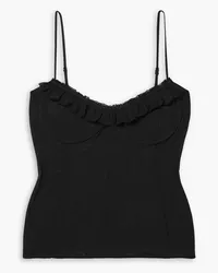 KHAITE Mabella ruffled silk-trimmed stretch-mesh tank - Black Black