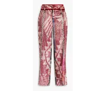 F.R For Restless Sleepers - Tartaro metallic printed velvet straight-leg pants - Pink