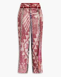 For Restless Sleepers F.R For Restless Sleepers - Tartaro metallic printed velvet straight-leg pants - Pink Pink