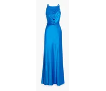Likai twisted silk-satin gown - Blue
