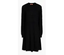 Crochet-knit wool-blend dress - Black