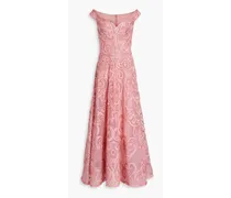 Aurora off-the-shoulder embellished tulle gown - Pink