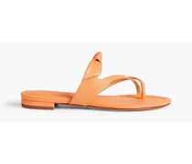 Clarita bow-embellished lizard-effect leather sandals - Orange