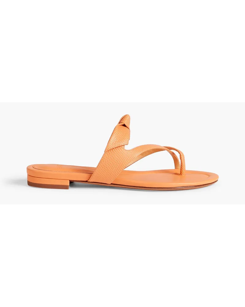 Alexandre Birman Clarita bow-embellished lizard-effect leather sandals - Orange Orange