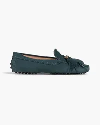 TOD'S Embellished suede loafers - Blue Blue