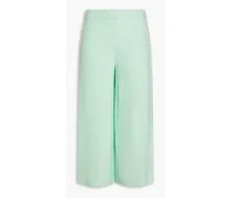 Cropped silk-crepe wide-leg pants - Green