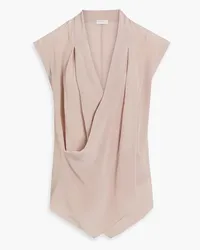 Brunello Cucinelli Draped silk crepe de chine top - Pink Pink