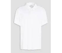 Slub cotton and linen-blend jersey polo shirt - White