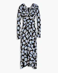 Diane von Furstenberg Sylviana ruched floral-print jersey midi dress - Black Black