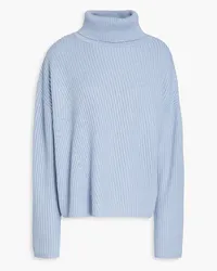 Joseph Ribbed cotton, wool and cashmere-blend turtleneck sweater - Blue Blue