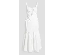 Betty tiered cutout cotton-poplin midi dress - White