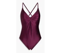 Ruched metallic swimsuit - Purple