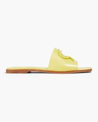 Gianvito Rossi Ribbon cutout leather slides - Yellow Yellow