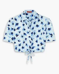 Altuzarra Ben cropped floral-print cotton-poplin shirt - Blue Blue