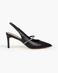 Stuart Weitzman Crystalline 75 embellished leather slingback pumps - Black Black