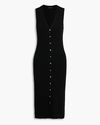 ATM Ribbed merino wool midi dress - Black Black