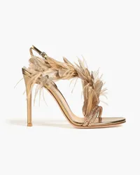 Gianvito Rossi Anthea Burna metallic crystal-embellished leather sandal - Metallic Metallic