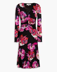 Diane von Furstenberg Hildy ruched floral-print stretch-mesh dress - Pink Pink