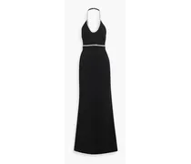 Embellished crepe halterneck gown - Black