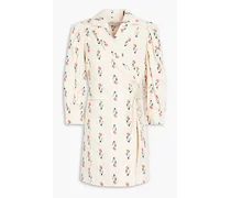 Embroidered organic cotton mini wrap dress - Neutral