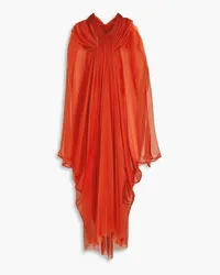 Rick Owens Draped silk-voile midi dress - Orange Orange