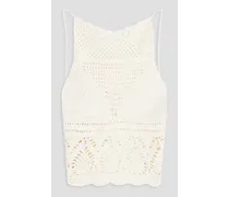 Crochet-knit cotton top - White