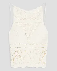 ba&sh Crochet-knit cotton top - White White