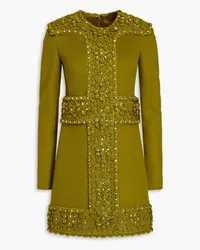 Valentino Garavani Embellished brushed wool and cashmere-blend felt mini dress - Green Green