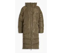 Logo-print quilted shell coat - Green