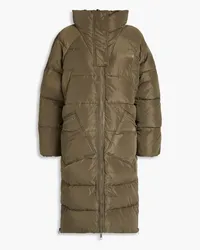 Ganni Logo-print quilted shell coat - Green Green