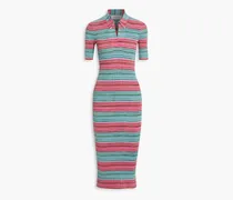 Cianna striped ribbed cotton-blend midi dress - Multicolor