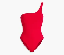 Palermo one-shoulder ribbed swimsuit - Red