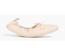 Bow-detailed leather ballet flats - Pink