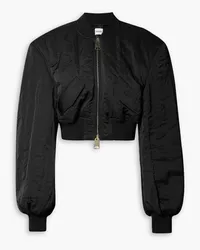 KHAITE Reggie cropped crinkled-shell bomber jacket - Black Black