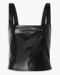 Helmut Lang Cropped perforated leather tank - Black Black