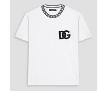 Dolce & Gabbana Jacquard-trimmed cotton-jersey T-shirt - White White