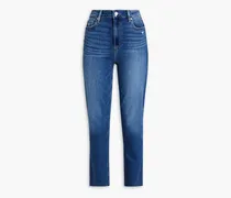 Hoxton distressed high-rise straight-leg jeans - Blue