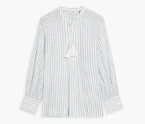 Dracha gathered striped cotton blouse - Blue
